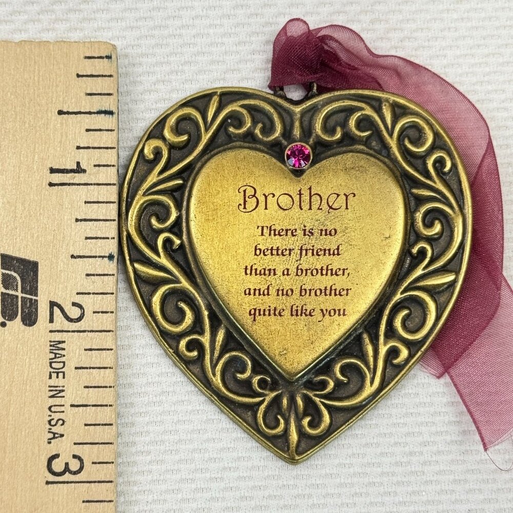 Vtg Brother Christmas Ornament Pewter Heart Swarovski Crystal Gloria Duchin USA - Picture 9 of 12